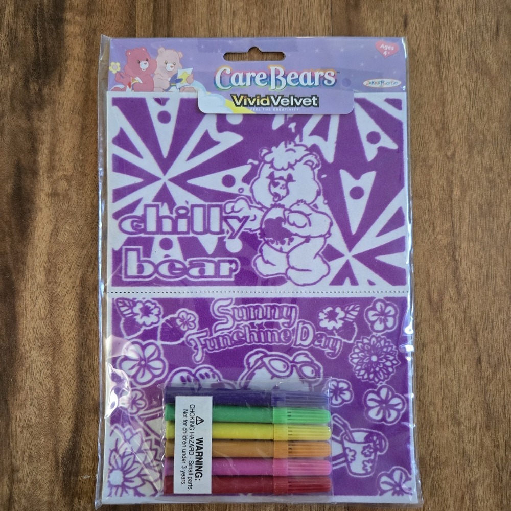 Vintage Vivid Velvet Jakks CARE BEARS Coloring Board W/ Markers 2005 Sealed RARE